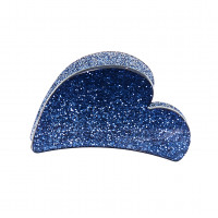 Havblå hjerteformet hårklemme i akryl, 7 cm
