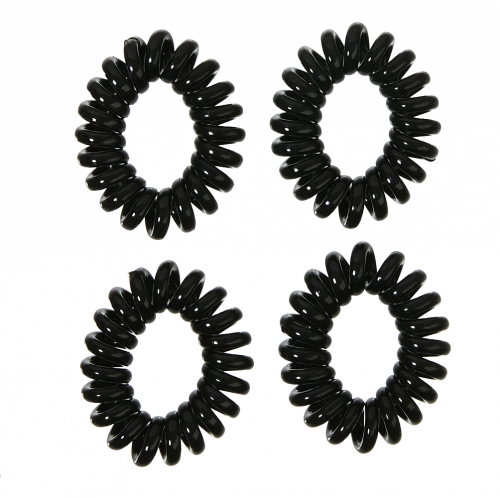 Sorte spiralelastikker, Ø 4 cm, 4 stk.